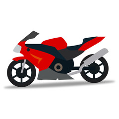 Vector illustration of side view of red sports motorbike.
