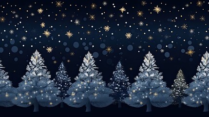 Fototapeta na wymiar Seamless background Christmas tree and snowflakes