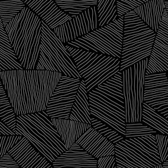 Seamless black mosaic pattern of textured geometric shapes