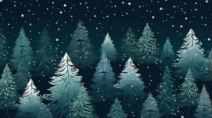 Fototapeta premium Seamless pattern of winter coniferous forest