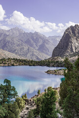 Fototapeta na wymiar summer mountain lake in the heart of Tajikistan