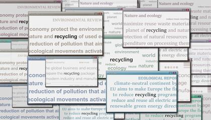 Recycling environment and ecology headline titles media 3d illustration