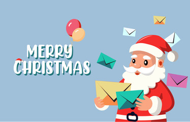 merry Christmas Card template background design vector santa snow holiday gift box	
