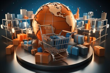 E-commerce is a vital component for many businesses in today's digital world, 3d rendering. - obrazy, fototapety, plakaty