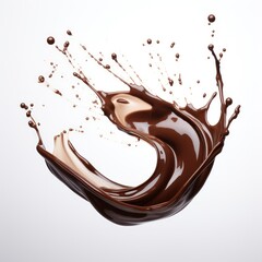 Splash effect of chocolate,on plain white background ,ai generated