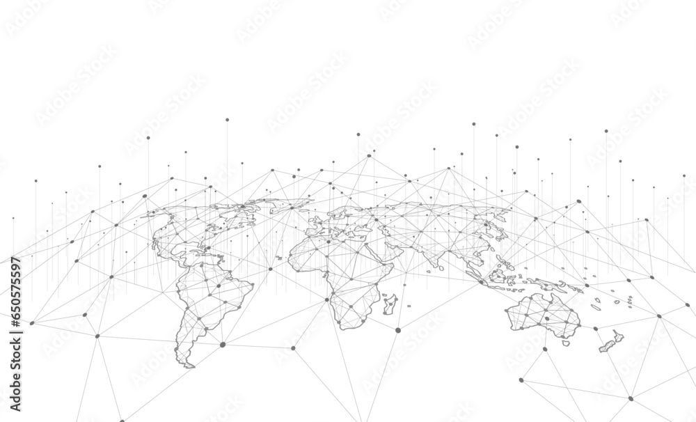 Poster global network connection. world map point and line composition concept of global business. vector i