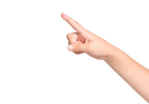 Child's hand pointing or touching isolated