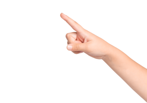 Child's hand pointing or touching isolated