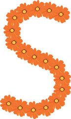 Alphabet Floral Font S, Alphabet Vector , flower font