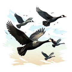 Obraz premium Graceful Geese in cartoon style isolated on a white background