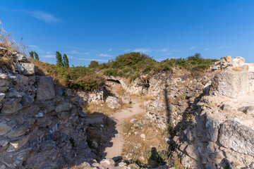 Fototapeta na wymiar Kyzikos Ancient City ruins in Erdek Town of Turkey