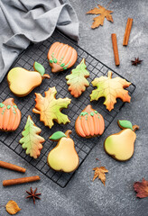 Multicolored autumn homemade cookies