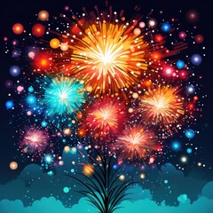 Fototapeta na wymiar Brilliant fireworks light up the night sky