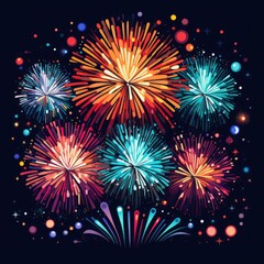 Naklejka premium Brilliant fireworks light up the night sky