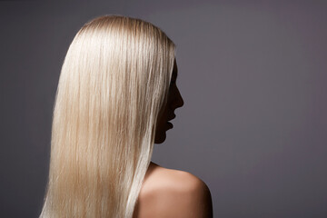 beautiful blond hair woman. beauty portrait of girl with shining Hair - obrazy, fototapety, plakaty