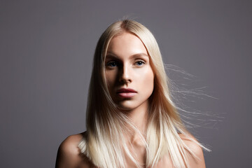 beautiful blond hair woman. beauty portrait of pretty girl - Powered by Adobe