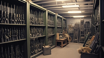 Wardrobe for weapons. safe storage of guns. - obrazy, fototapety, plakaty