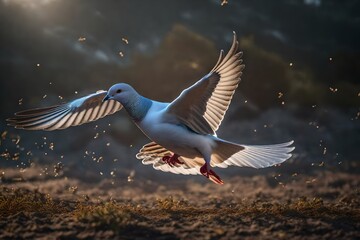 flying birds in flight Generated by AI technology - obrazy, fototapety, plakaty