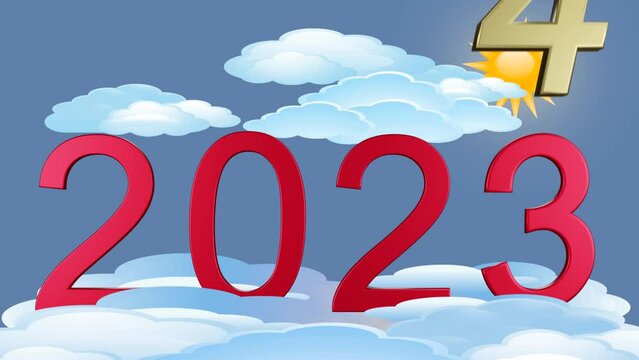 Filmato. Illustrazione 3D. Anno nuovo 2024. Capodanno 2024 in numeri. Il 2024 sostituisce il 2023..
