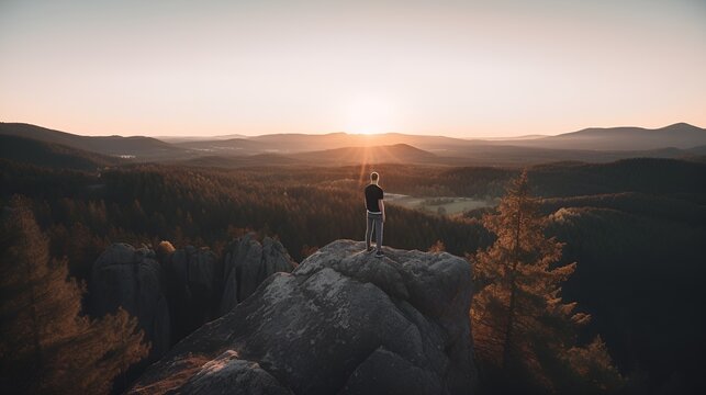Alone man standing in amazing location,motivation images,nature alone motivation