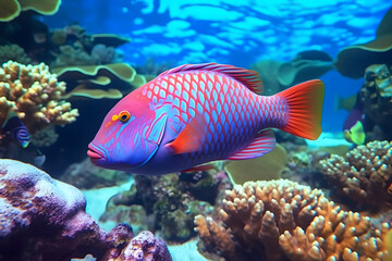 Naklejka na ściany i meble small fish live in coral reefs photography Made with Generative AI