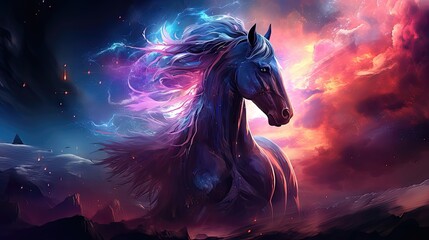 Obraz na płótnie Canvas Vivid Horse Whispers: A Mystery in the Galaxy. Generative AI 9