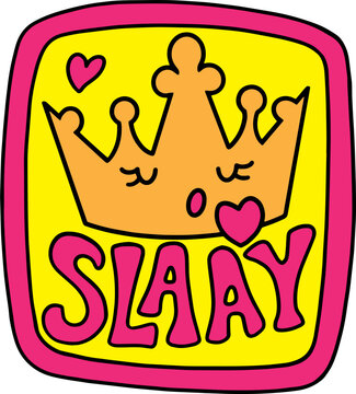 Slay Queen Tiara Cartoon Sticker