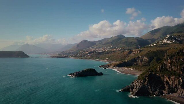 San Nicola Arcella coast Calabria Italy drone aerial view 02