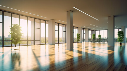 Empty office open space interior of Business conference company for background. Generative Ai
