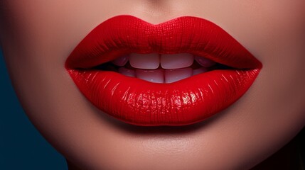 red lipstick on lips.
