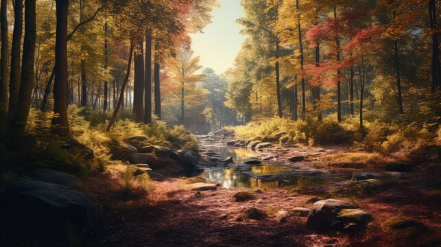Colorful forest, AI generated Image