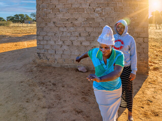 villager adult african woman running scared and fast like she forget something, sense of urgency,...