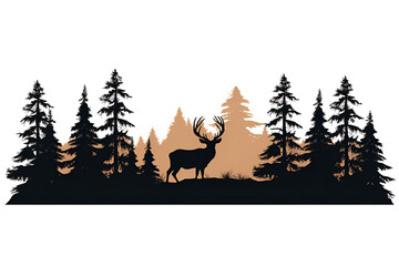deer in the forest silouhette drawing 