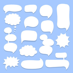 Speech bubble set. Hand drawn empty comics text bubbles. Speech balloon. Chat bubble for apps, web design, promotion and marketing. Vector illustration