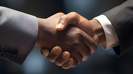 handshake between two businessmen professionals, african American businessman, business deal concept, agreement - obrazy, fototapety, plakaty