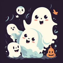Naklejka premium halloween ghost cartoon