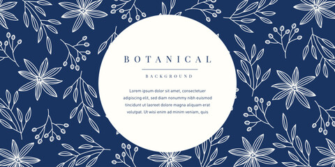 Floral Botanical Blue Pattern Background