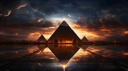 The pyramids with its gold glaze photography generative ai - obrazy, fototapety, plakaty
