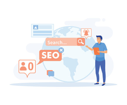 Digital advertising, Blog promotion mistake. Content production without SEO content audit. Idea of ​​search engine optimization for blog promotion, flat vector modern illustration