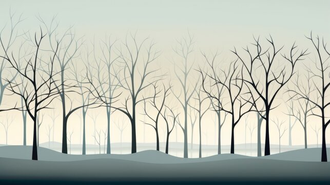 Whispering Trees: Minimalistic Forest Illustrating Tranquil Thoughts