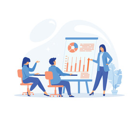 Leadership mentoring concept. Coach speaker speaks to the audience. Business education and coaching, flat vector modern illustration
