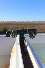 Taking a bath in the Australian outback using hot water from the artesian basin. 