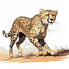 Cheetah in cartoon style isolated on a white background