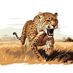 Cheetah in cartoon style isolated on a white background