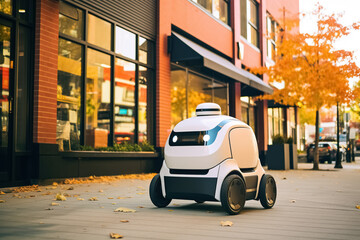 Delivery robot, autonomous delivery vehicle. Generative Ai