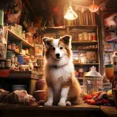 dog in a shop generative ai