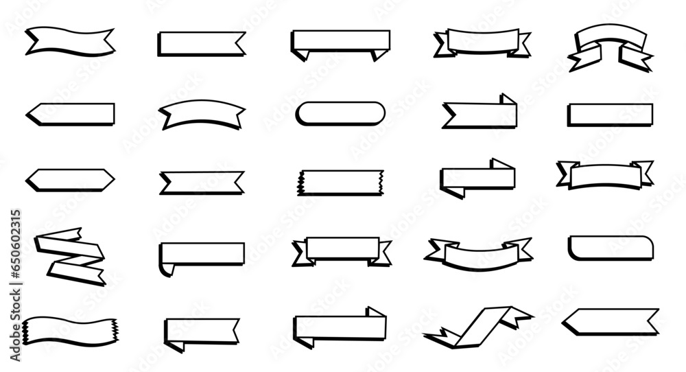 Fototapete set of simple ribbon frames vector. frame, heading, title, decorative border shape