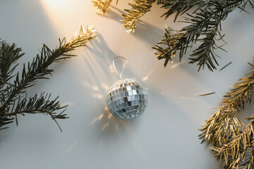 New Year and Christmas decorations on white background