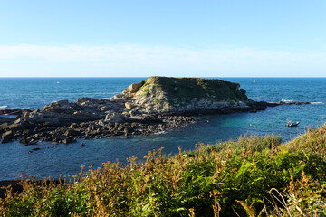 The Amuitz Island in Cape Higuer, Hondarribia, Spain