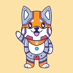 vector cute shiba inu robot cartoon vector icon illustration animal technology icon concept isolated